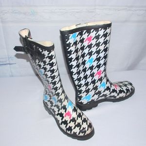 Fashion Rain Boots Snow Boots Size 6 Mid-Calf Rocket Pattern Fun Keep Dry & Warm